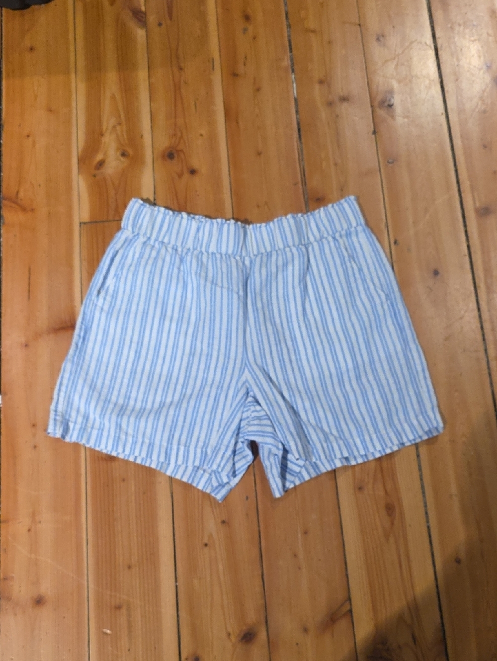 Talbots Blue and White Striped Elastic Waist Shorts
